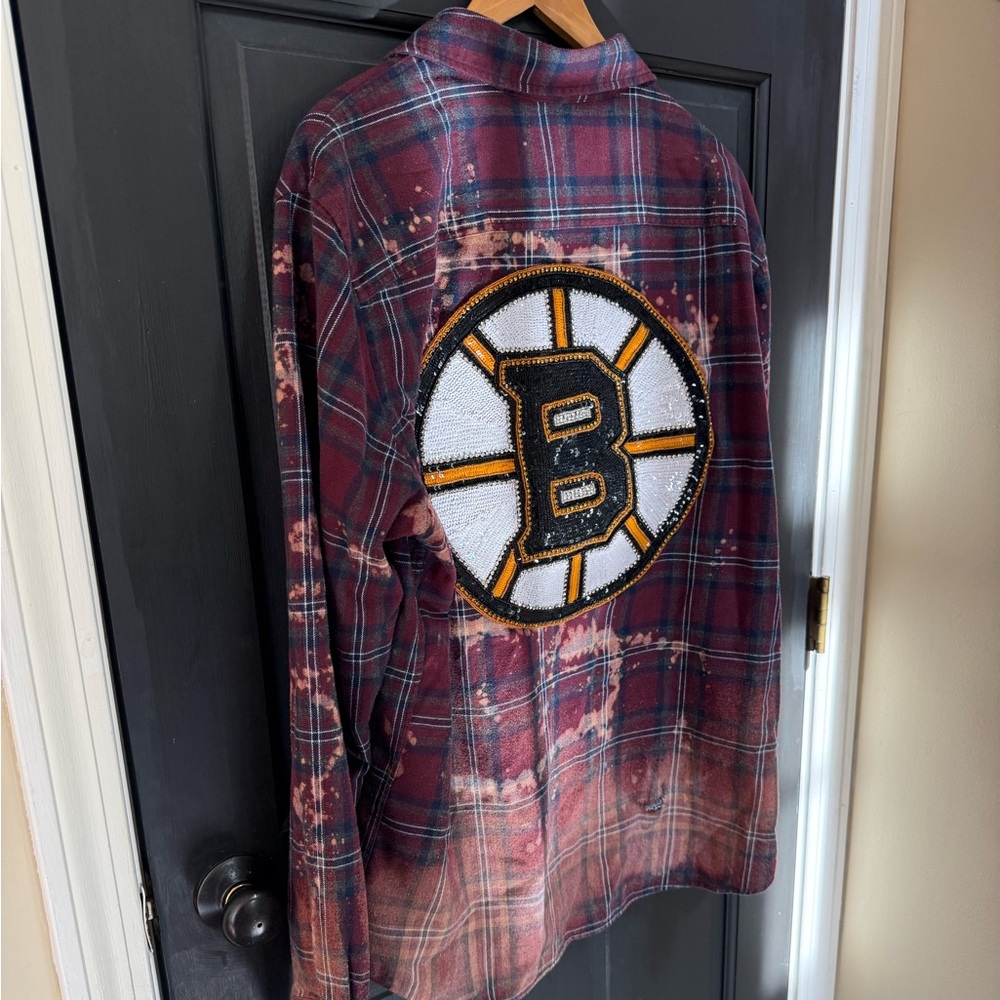 Bruins Jack & Jones Originals Maroon Plaid Shirt